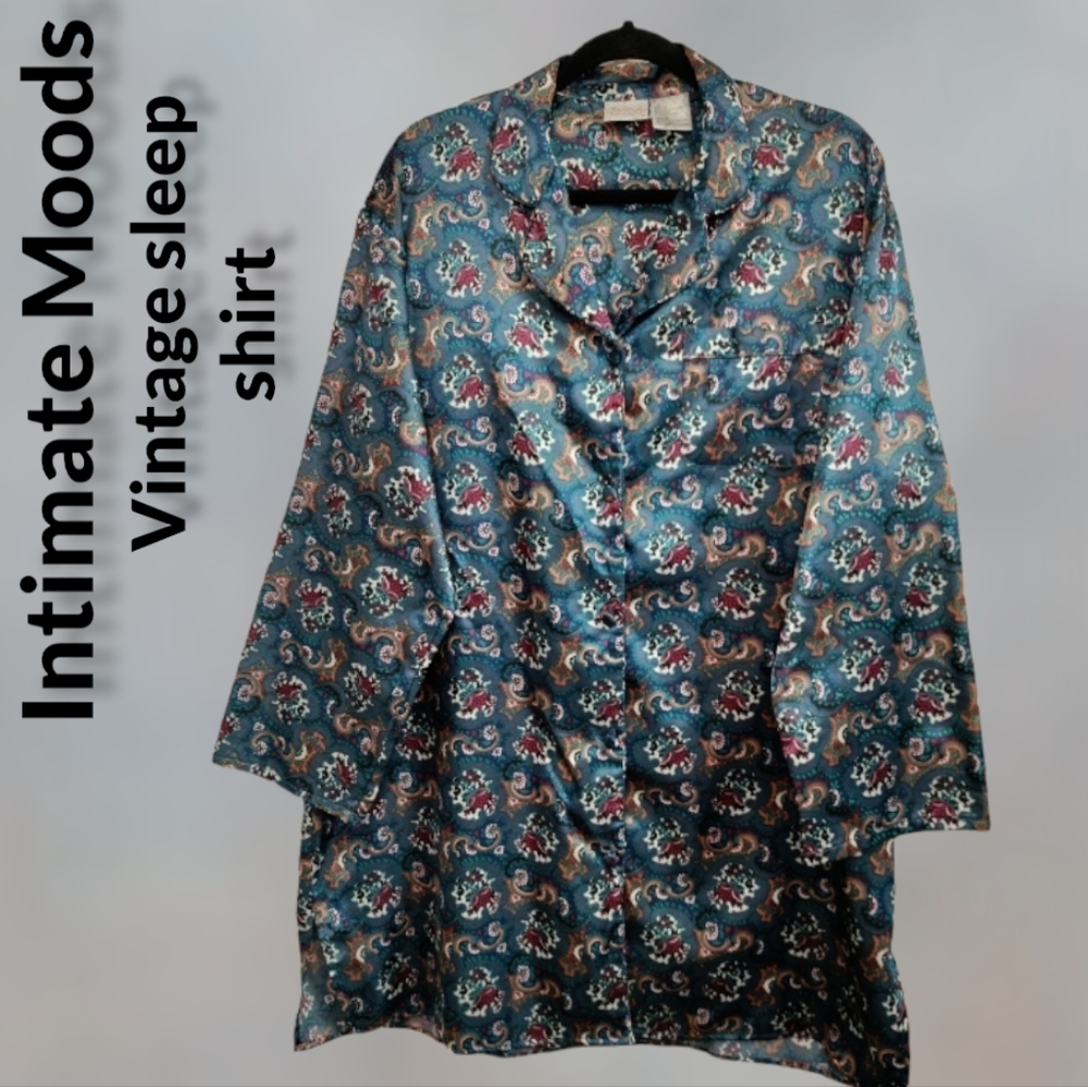 Intimate Moods women's paisley sleep shirt vintage women's size 1x